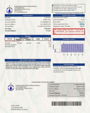 Illinois Utility Bill psd Template: Illinois Proof of address psd template