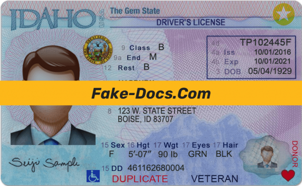 Idaho driver license Psd Template scan effect