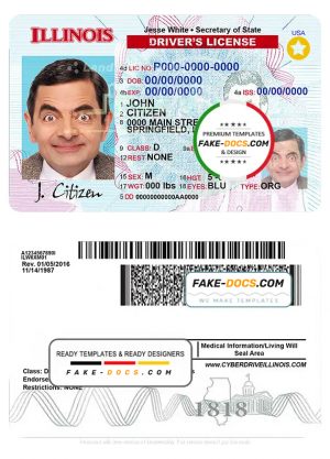Illinois driver license Psd Template