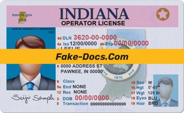 Indiana driver license Psd Template front