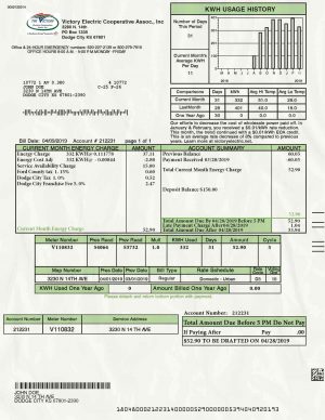 Kansas Utility Bill psd Template: Kansas Proof of address psd template