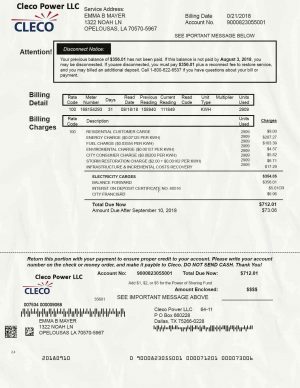 Louisiana Utility Bill psd Template: Louisiana Proof of address psd template