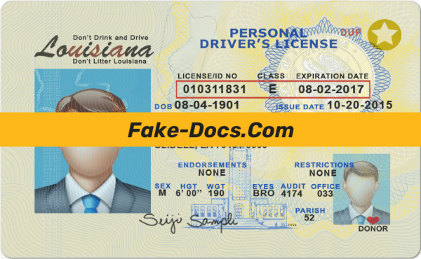 Louisiana driver license Psd Template front