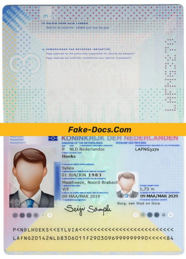 Netherlands Passport psd template