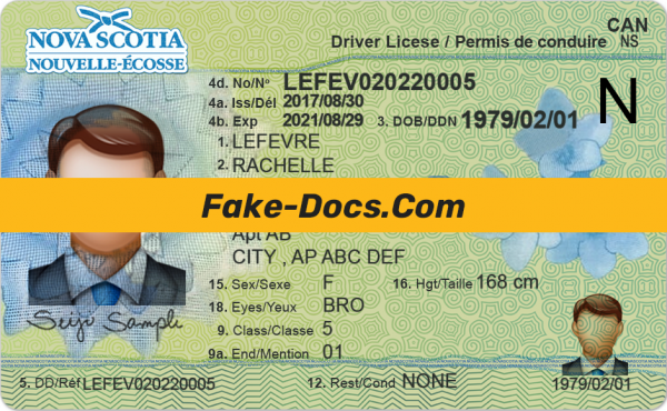 Nova Scotia driver license Psd Template front