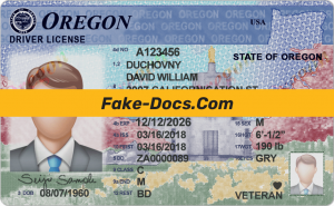 Oregon driver license Psd Template