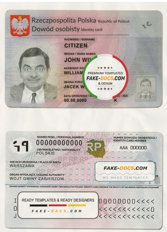 Poland ID Card Psd Template scan effect