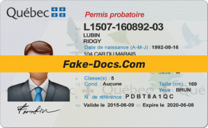 Quebec driver license Psd Template front