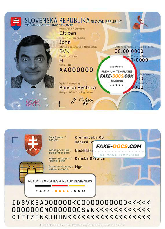 Slovakia ID Card Psd Template front