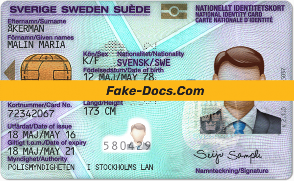 Sweden ID Card Psd Template