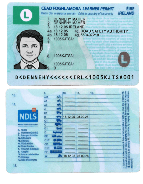 Ireland driver license Psd Template