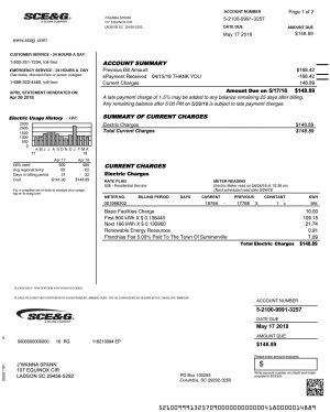 US Utility Bill psd template -3: US Proof of address psd template -3: SCE&G bill psd Template
