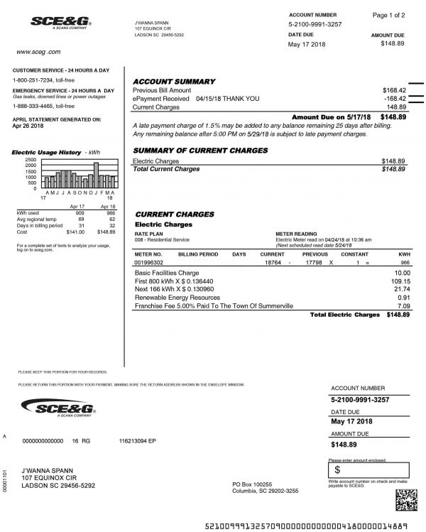US Utility Bill psd template 3: US Proof of address psd template 3