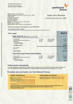 Spain Utility Bill psd Template: Spain Proof of address psd template