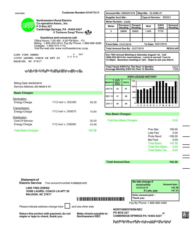 US Utility Bill psd template 5: US Proof of address psd template 5