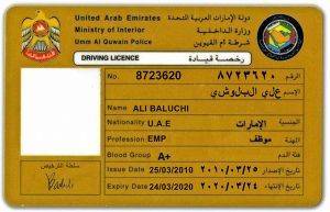 Arab Emirates driver license Psd Template