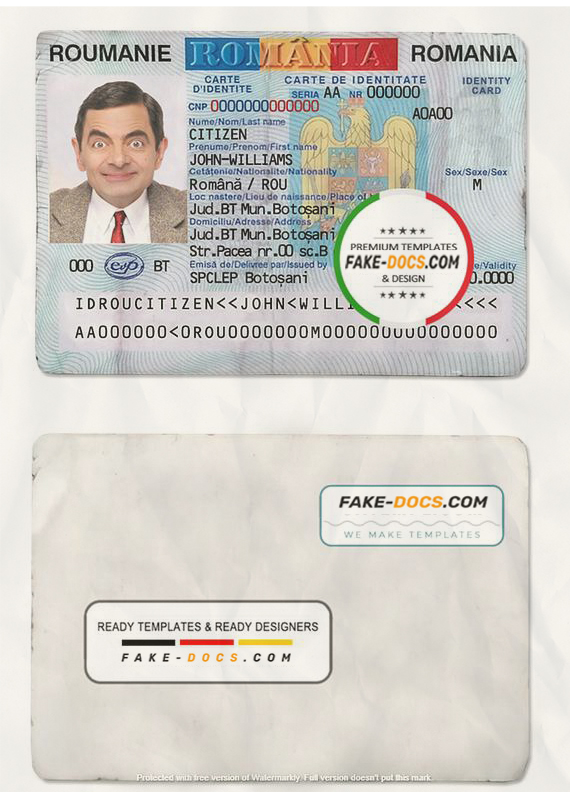 romania id card Template psd free download scan effect