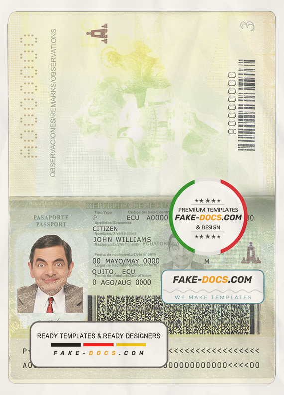 Ecuador Passport psd template scan
