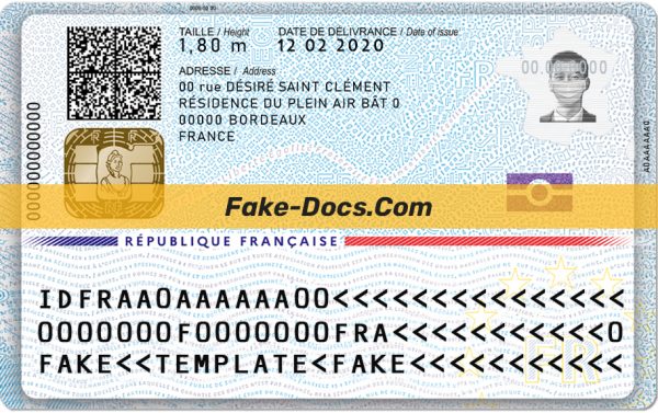 French id card psd template New back