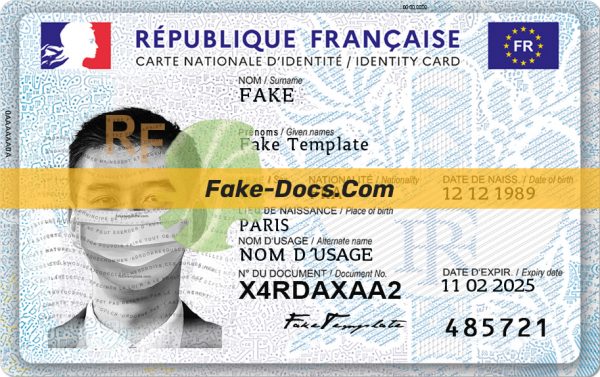 French id card psd template New