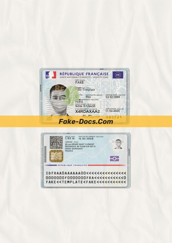 French id card psd template New scan