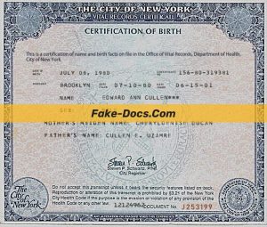 New York Birth certificate psd template