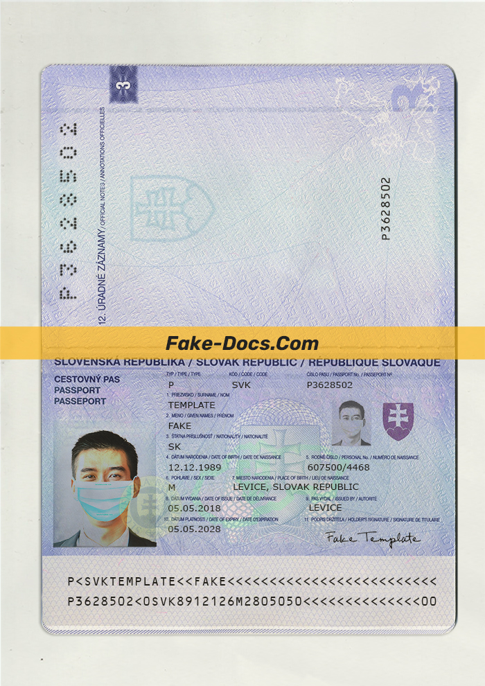 Slovakia Passport psd template New | Fake Docs