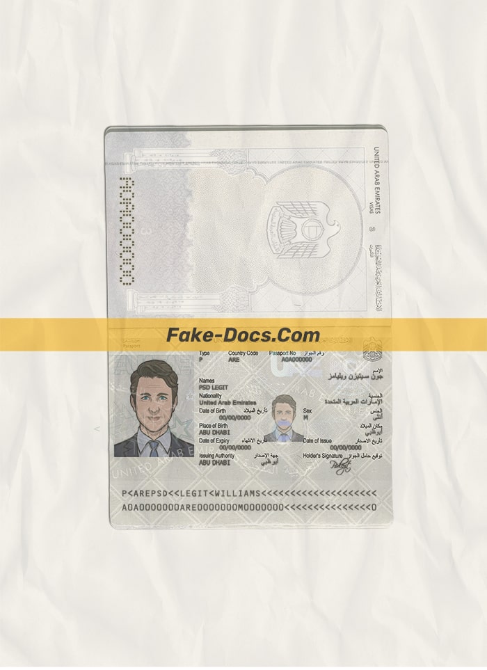 UAE passport psd template | Fake Docs
