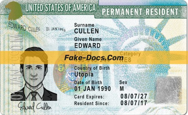 US Permanent Resident Card PSD Template front