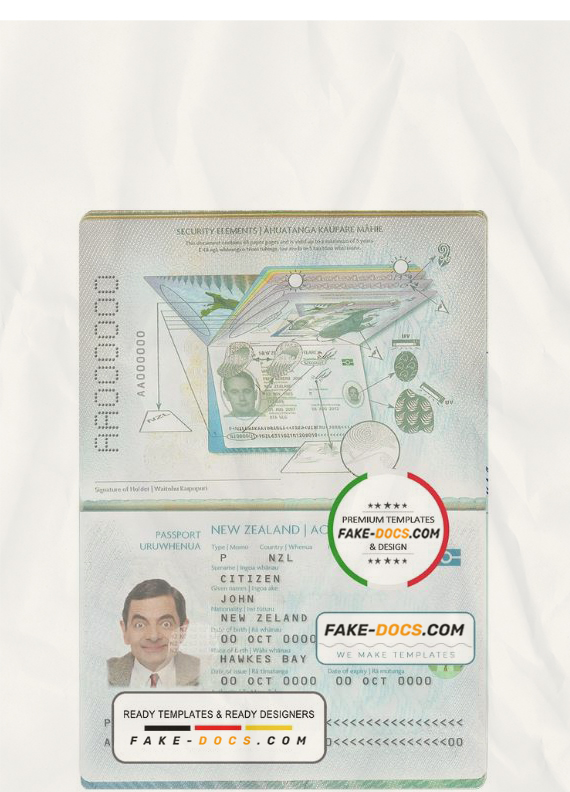 New Zealand Passport Psd Template Fake Docs 4896