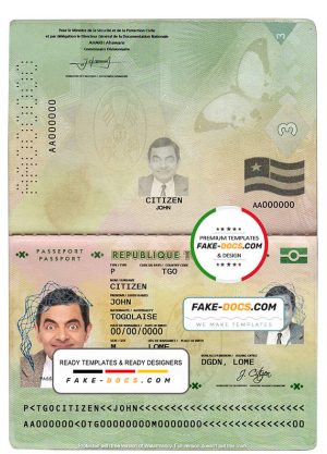 Togo Passport psd template