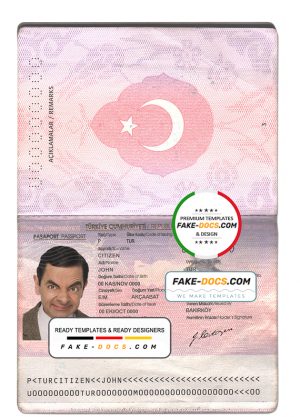 Turkey passport psd template