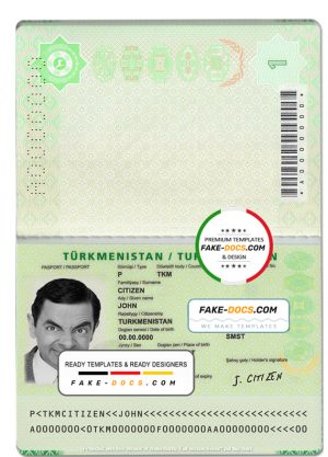 Turkmenistan Passport psd template