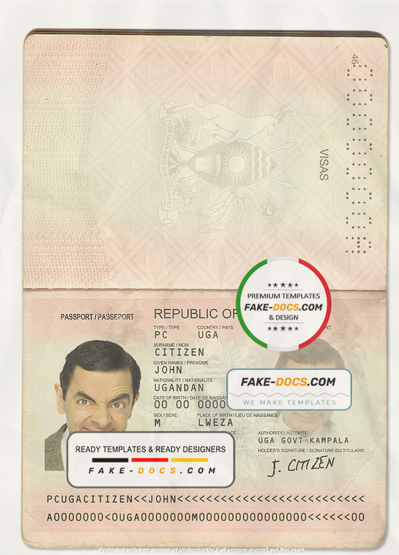 Uganda Passport psd template | Fake Docs