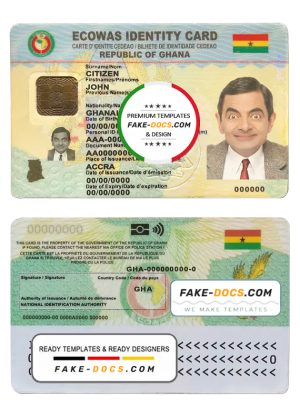 Ghana id card psd template