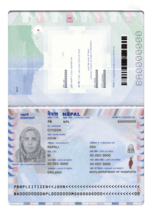 Nepal Passport psd template