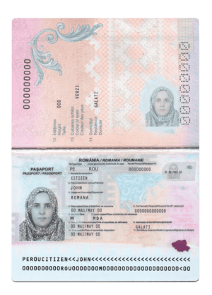Romania Passport psd template