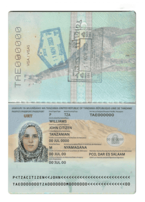 Tanzania Passport psd template
