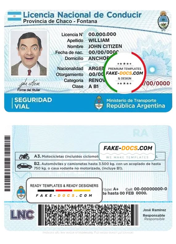 Argentina driver license Psd Template Argentina driver license Psd Template