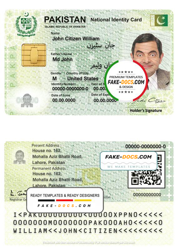 Pakistan Id Card Psd Template Fake Docs