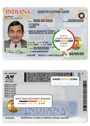 USA Indiana id card psd template