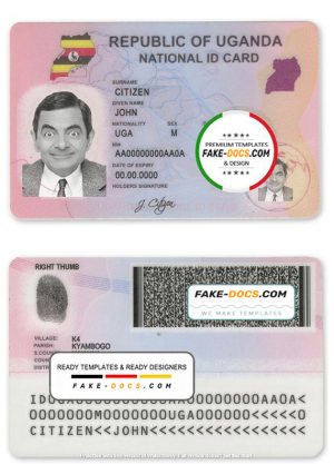 Uganda id card psd template