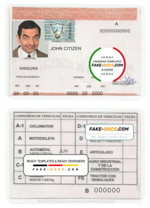 Cuba driver license Psd Template Cuba driver license Psd Template