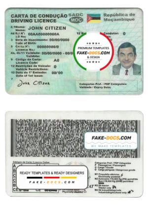 Mozambique driver license Psd Template Mozambique driver license Psd Template
