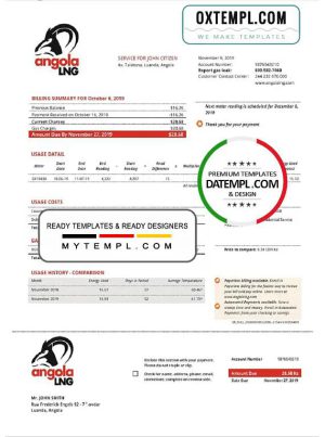 Angola LNG proof of address utility bill template in Word and PDF format scan