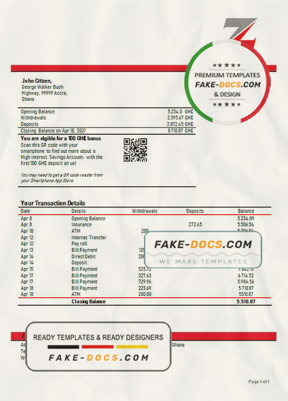 Ghana Zenith proof of address bank statement template in Word and PDF format Ghana Zenith proof of address bank statement template in Word and PDF format