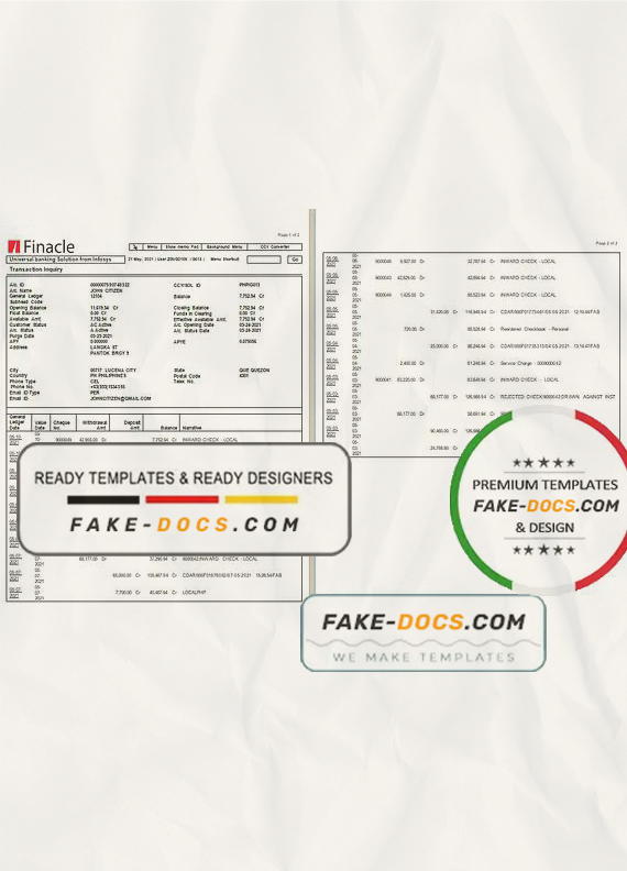India Finacle bank statement in Excel and PDF format (2 pages) India Finacle bank statement in Excel and PDF format (2 pages)