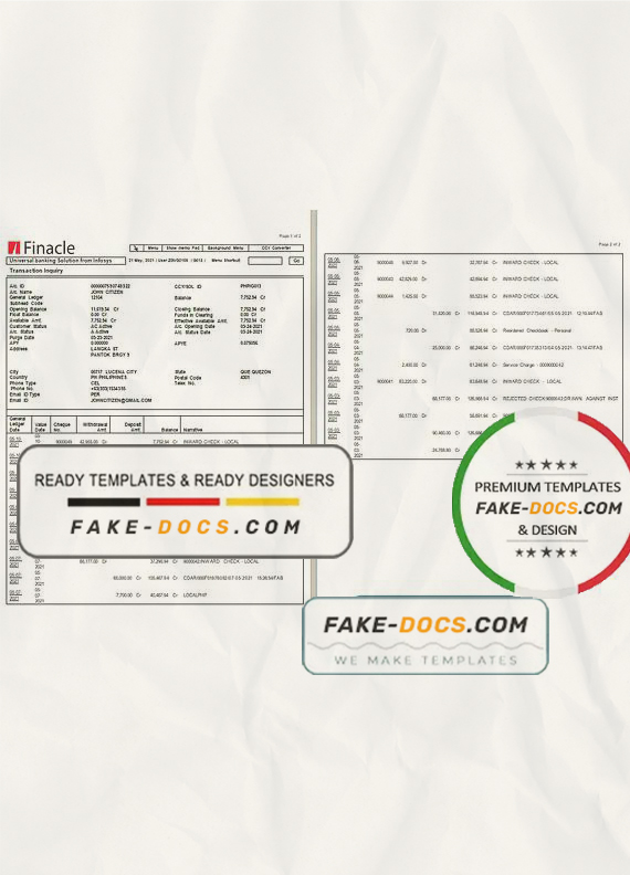 India Finacle bank statement in Word and PDF format (2 pages) India Finacle bank statement in Word and PDF format (2 pages)