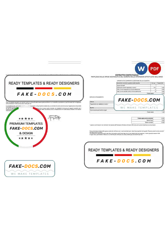 Italy Banco BPM bank statement Word and PDF template, 8 pages Italy Banco BPM bank statement Word and PDF template, 8 pages