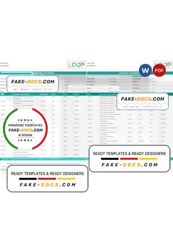 Kenya CBA Loop bank statement, Word and PDF template, 6 pages Kenya CBA Loop bank statement, Word and PDF template, 6 pages
